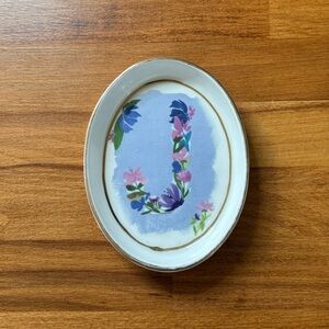 Anthropologie Floral Monogram Trinket Dish - J